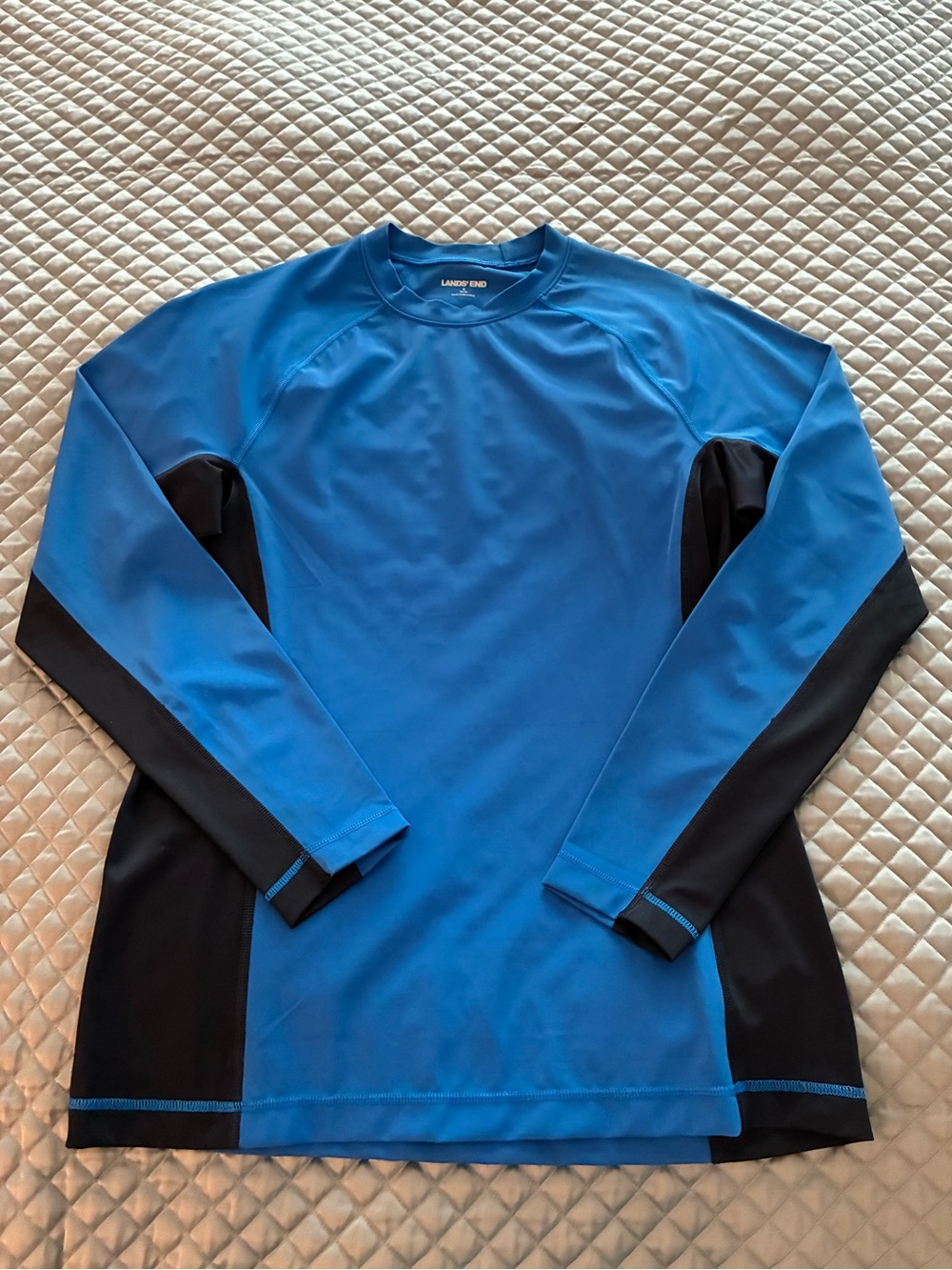 Lands' End Men’s Bright Blue Rash Guard Swim Shirt